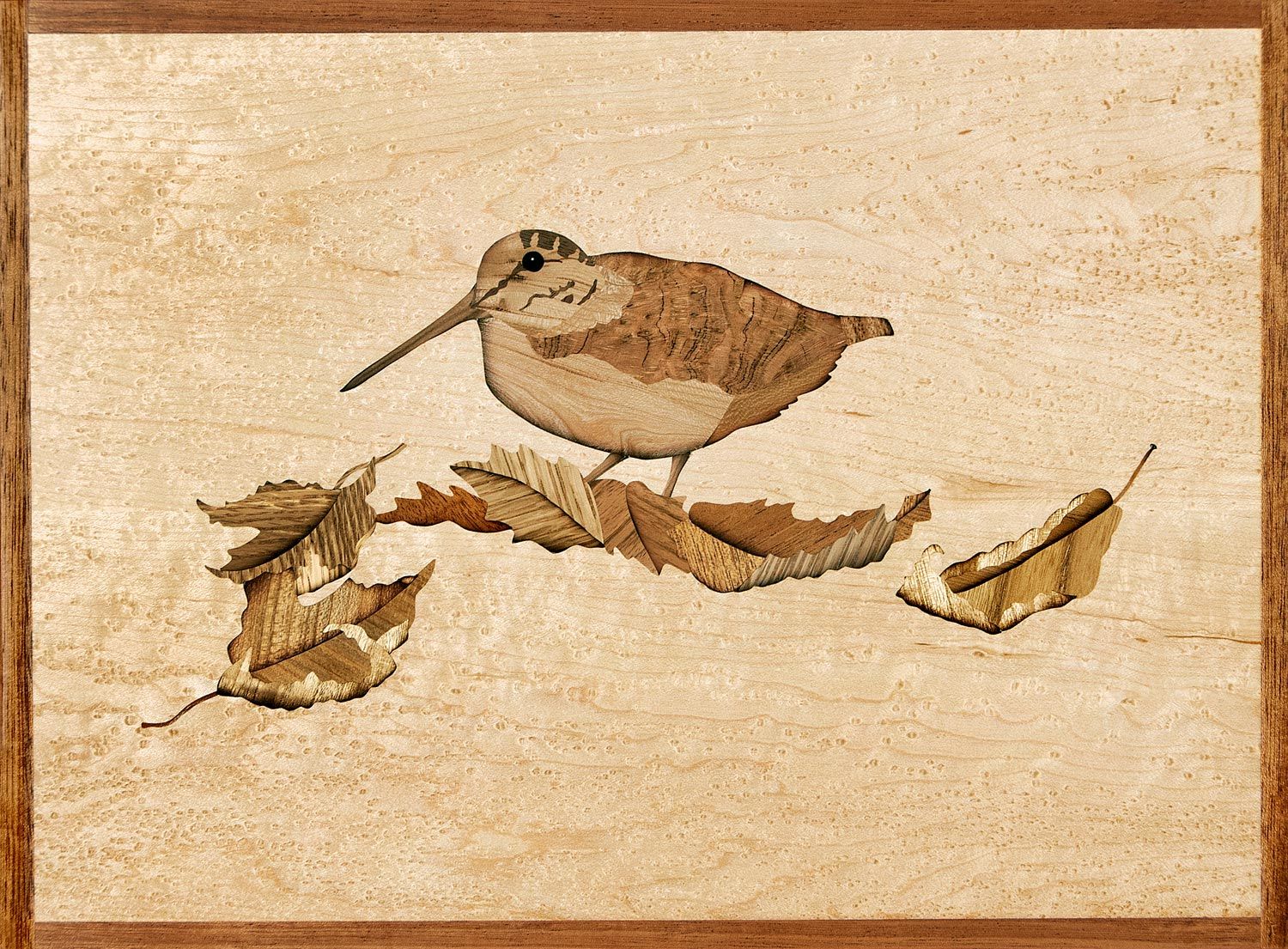 American Woodcock Craig Altobello Marquetry fine crafted art in wood